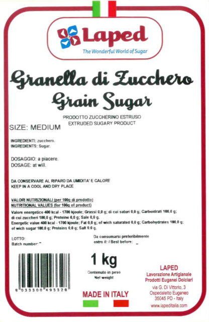 ZUCCHERO IN GRANELLA MEDIA sacchetto 1 Kg - LAPED