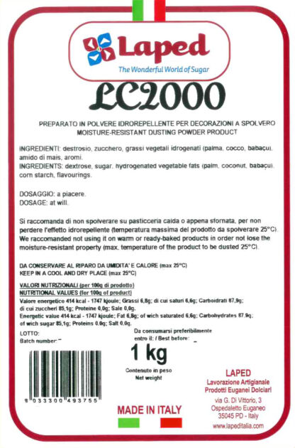 LC 2000 zucchero lucidante sacchetto 1 Kg - LAPED