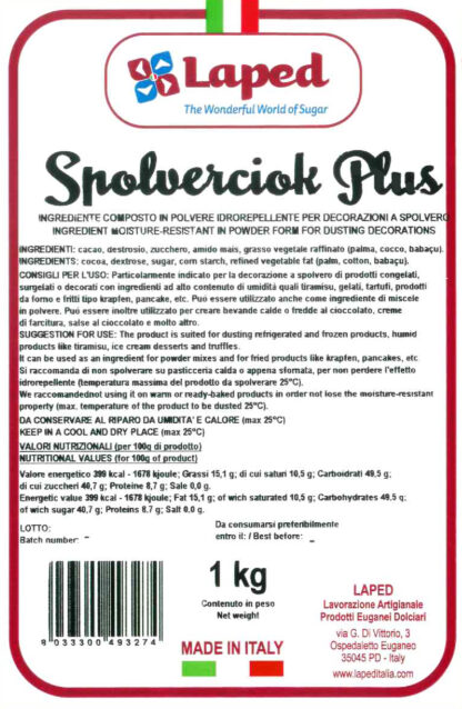 SPOLVERCIOK PLUS cacao in polvere che non si scioglie sacchetto 1 Kg - Spolvero di cacao idrorepellente