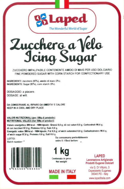 ZUCCHERO A VELO sacchetto 1 Kg - Zucchero impalpabile vanigliato