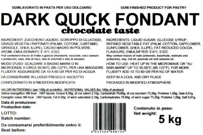 DARK QUICK FONDANT - Fondente pronto all'uso per glassature o composizione crema al burro al gusto di cioccolato 5 Kg - LAPED